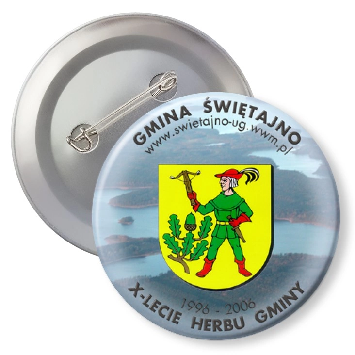 przypinka z agrafką X-lecie Herbu Gminy Świętajno