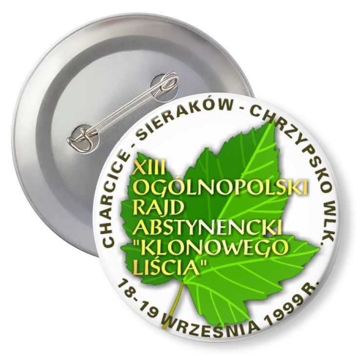 przypinka z agrafką XII Ogólnopolski Rajd Abstynencki Klonowego Liścia