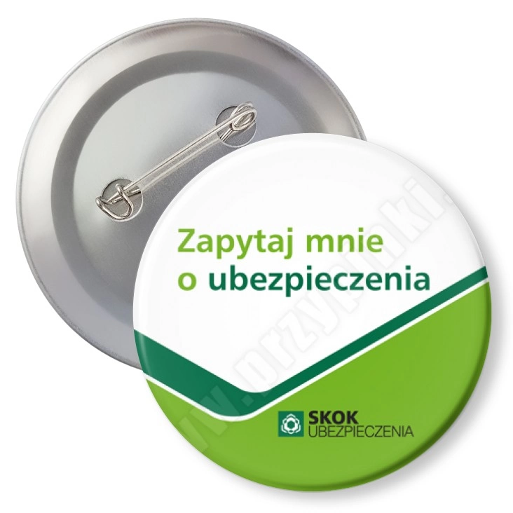 przypinka z agrafką Zapytaj mnie o ubezpieczenia
