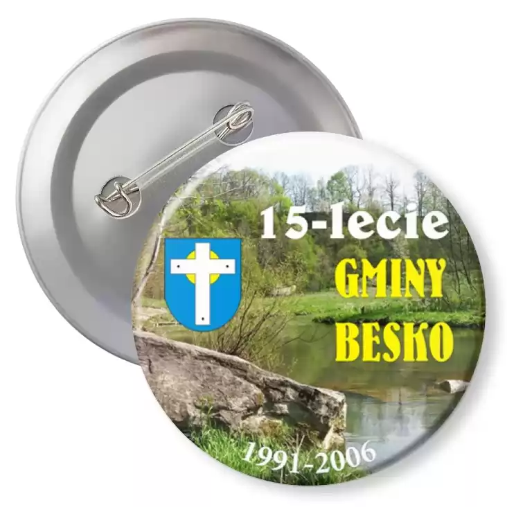 przypinka z agrafką 15-lecie gminy Besko