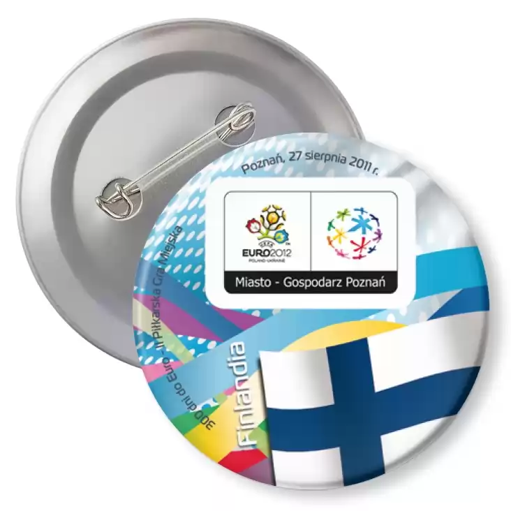 przypinka z agrafką 300 dni do Euro - II Piłkarska Gra Miejska - Finlandia