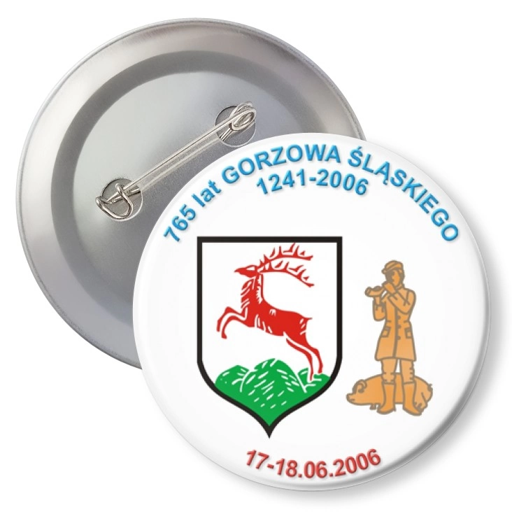 przypinka z agrafką 765 lat Gorzowa Śląskiego