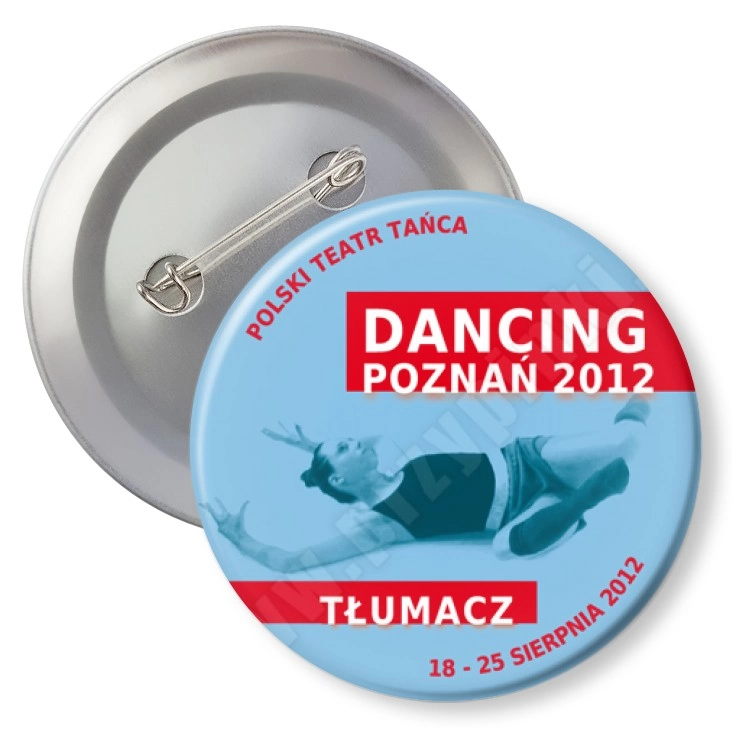 przypinka z agrafką Dancing Poznań 2012 - tłumacz