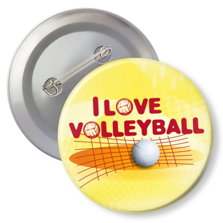 przypinka z agrafką I love volleyball