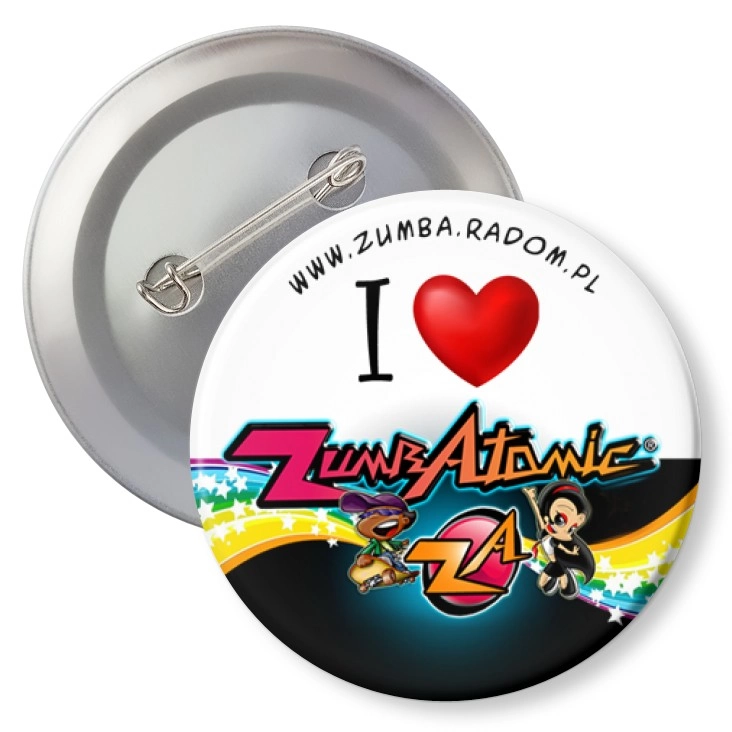 przypinka z agrafką I love ZumbAtomic