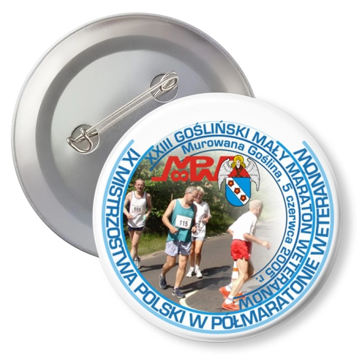 przypinka z agrafką IX Mistrzostwa Polski w Półmaratonie Weteranów