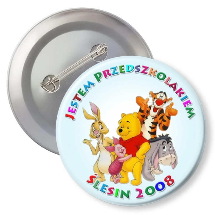 przypinka z agrafką Jestem Przedszkolakiem Ślesin 2008