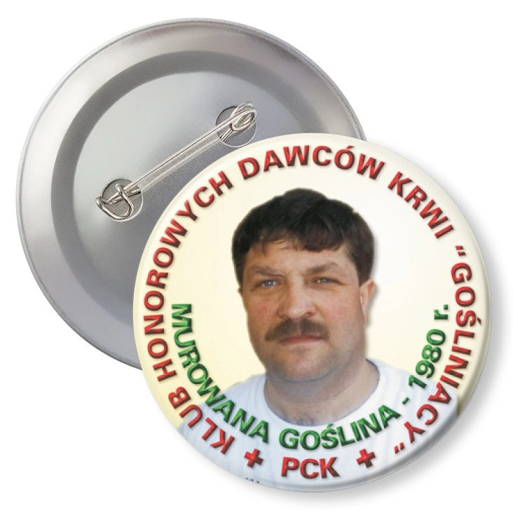 przypinka z agrafką Klub Honorowych Dawców Krwi Gośliniacy