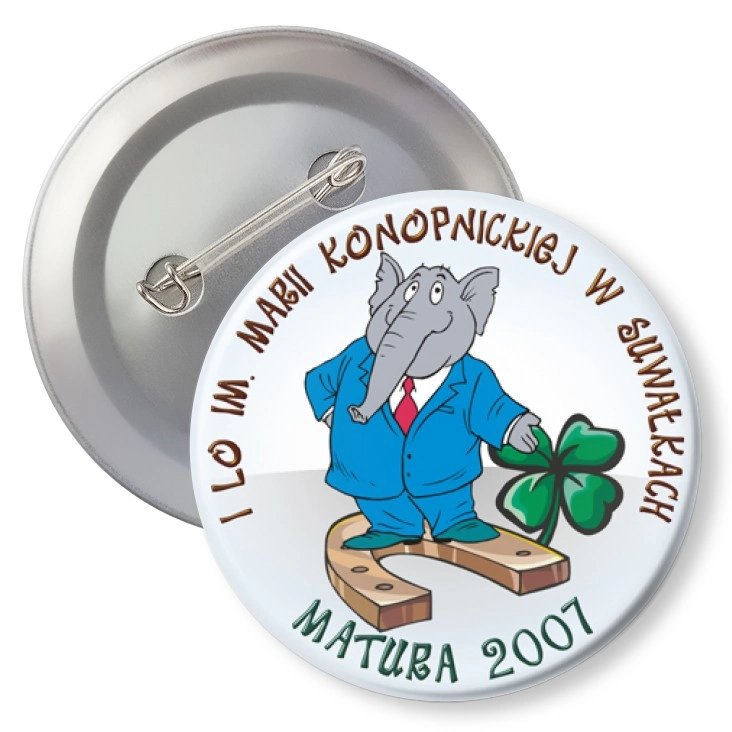 przypinka z agrafką LO im. M. Konopnickiej w Suwałkach