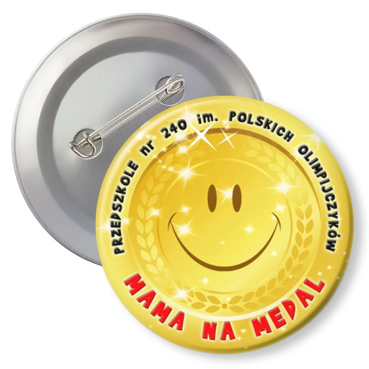 przypinka z agrafką Mama na medal