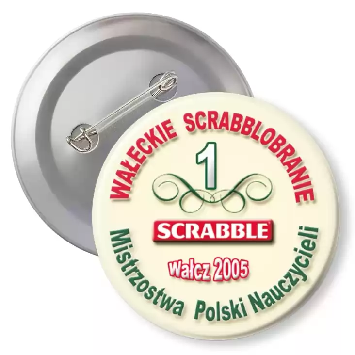 przypinka z agrafką Mistrzostwa Polski Nauczycieli - Scrabble 2005