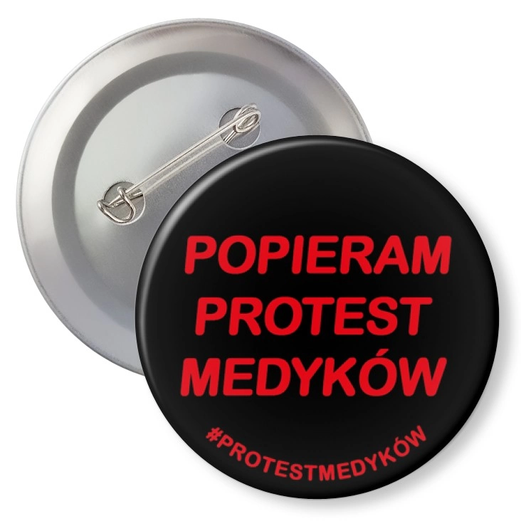 przypinka z agrafką Popieram protest medyków