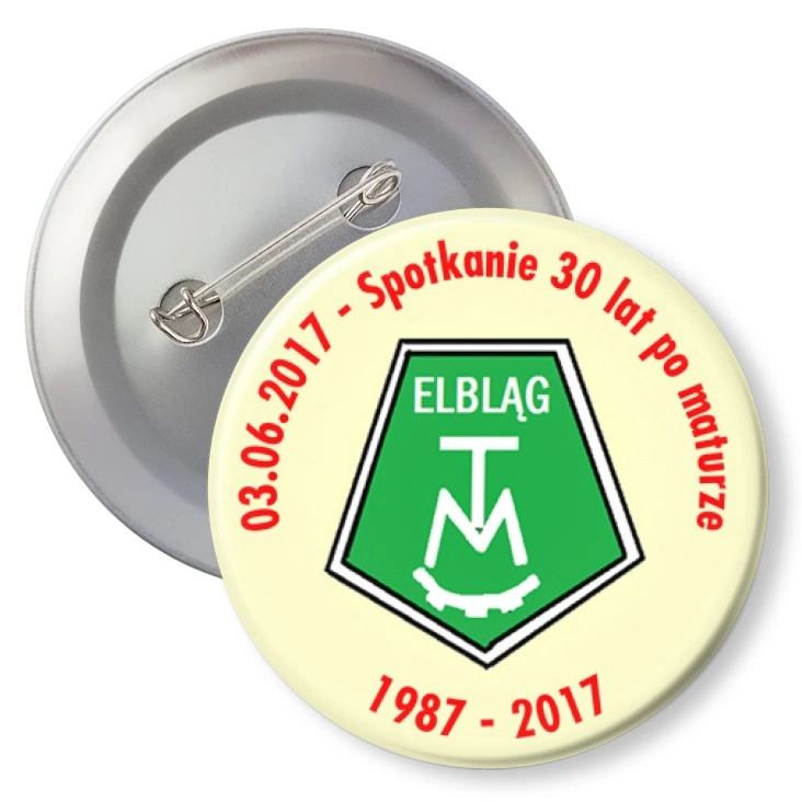 przypinka z agrafką Spotkanie 30 lat po maturze