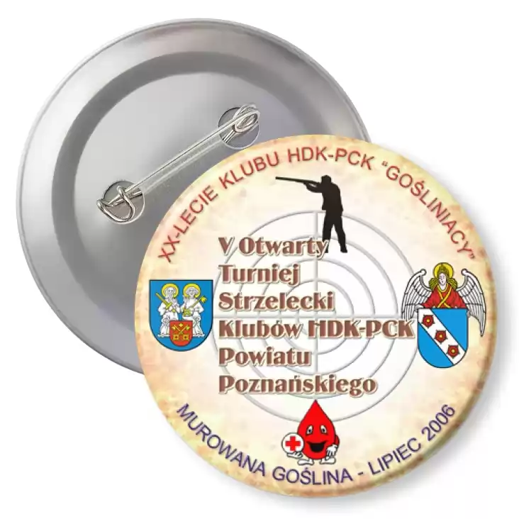 przypinka z agrafką V Otwarty Turniej Strzelecki Klubów HDK-PCK Powiatu Poznańskiego