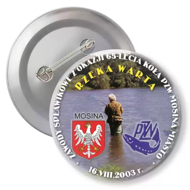przypinka z agrafką Zawody Spławikowe z Okazji 65-lecia Koła PZW Mosina Miasto