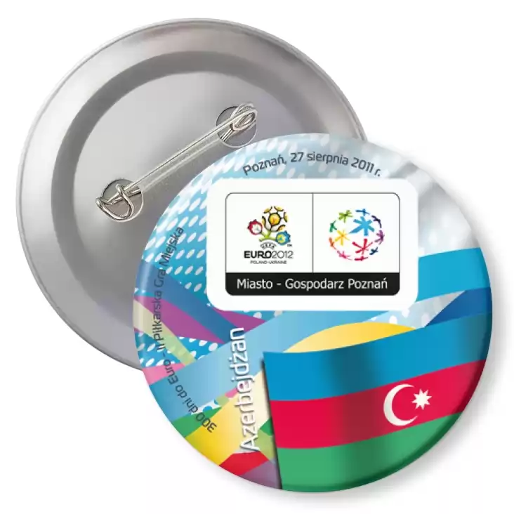 przypinka z agrafką 300 dni do Euro - II Piłkarska Gra Miejska - Azerbejdżan