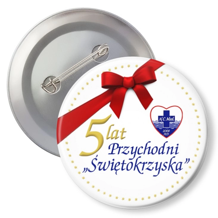 przypinka z agrafką 5 lat Przychodni Świętokrzyska