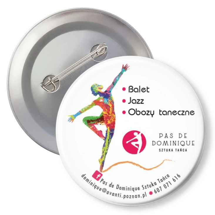 przypinka z agrafką Balet - Jazz - Obozy taneczne