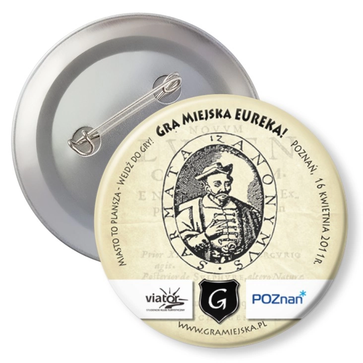 przypinka z agrafką Gra Miejska - Eureka!