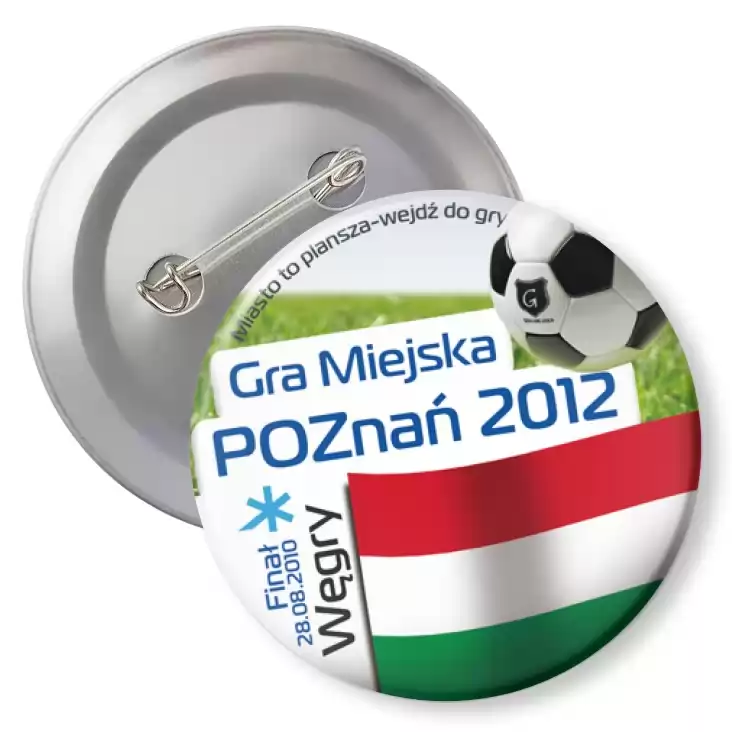 przypinka z agrafką Gra Miejska - Poznań 2012 - Węgry