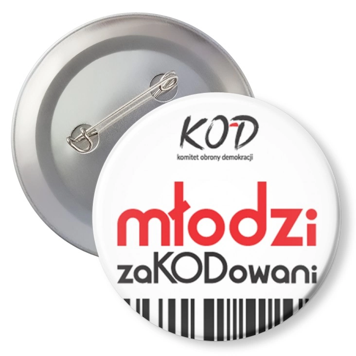 przypinka z agrafką KOD Młodzi zaKODowani