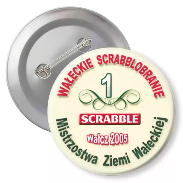 przypinka z agrafką Mistrzostwa Ziemi Wałeckiej - Scrabble 2005