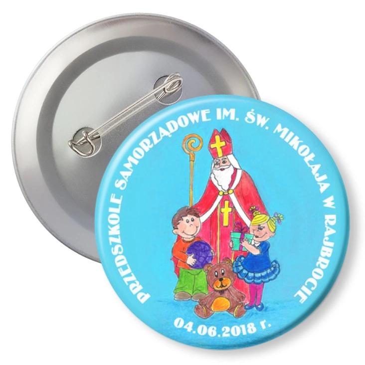 przypinka z agrafką Przedszkole w Rajbrocie