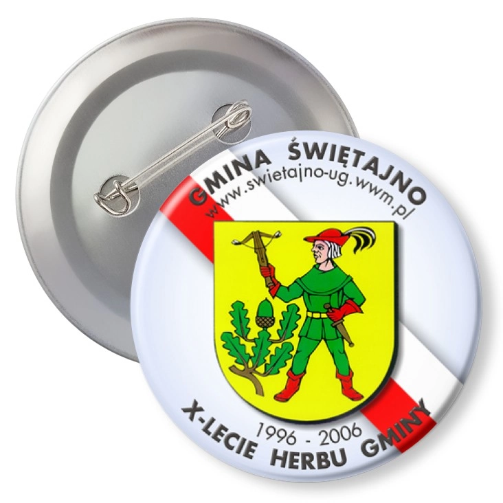 przypinka z agrafką X-lecie Herbu Gminy Świętajno