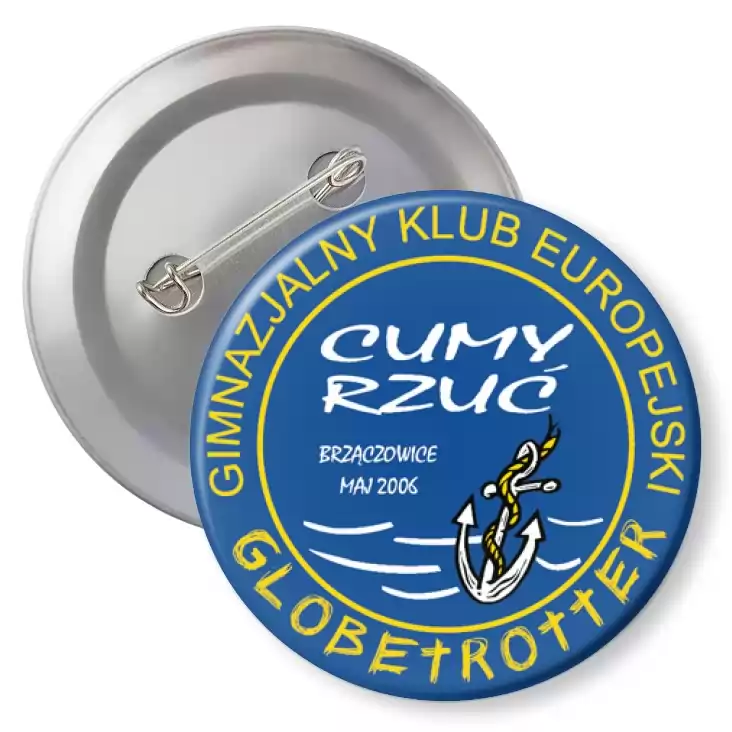 przypinka z agrafką Globetrotter - Gimnazjalny Klub Europejski w Brzączowicach 