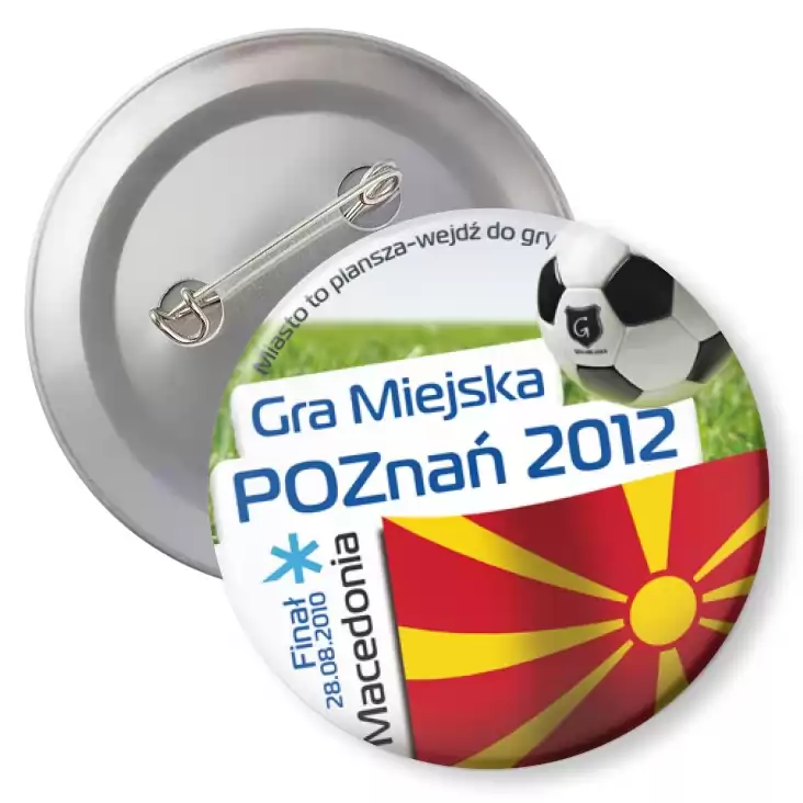 przypinka z agrafką Gra Miejska - Poznań 2012 - Macedonia