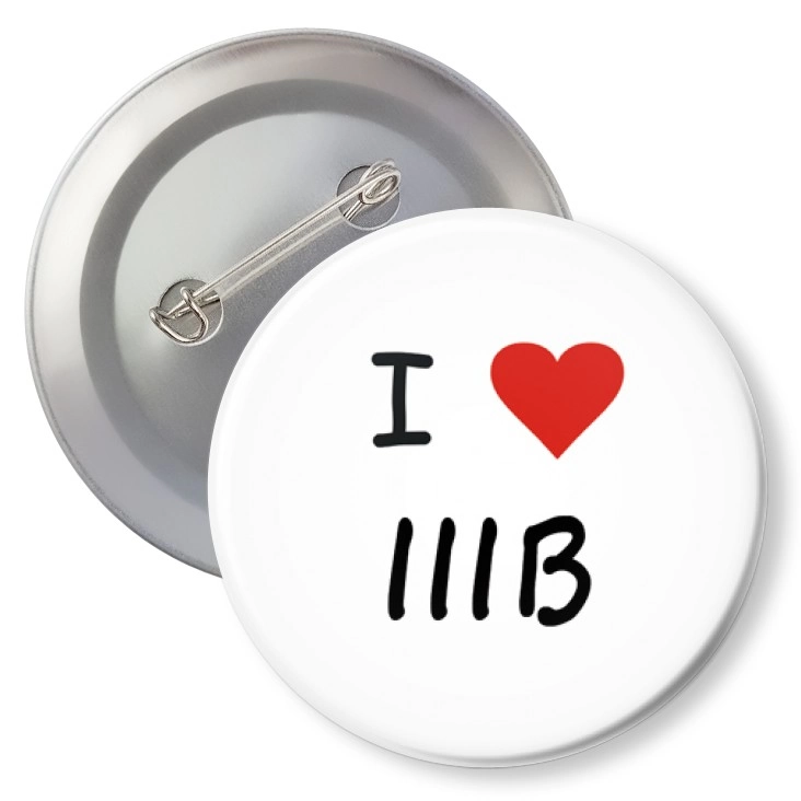 przypinka z agrafką I love IIIB