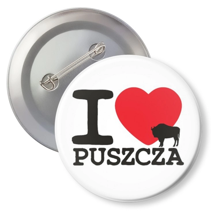 przypinka z agrafką I love Puszcza