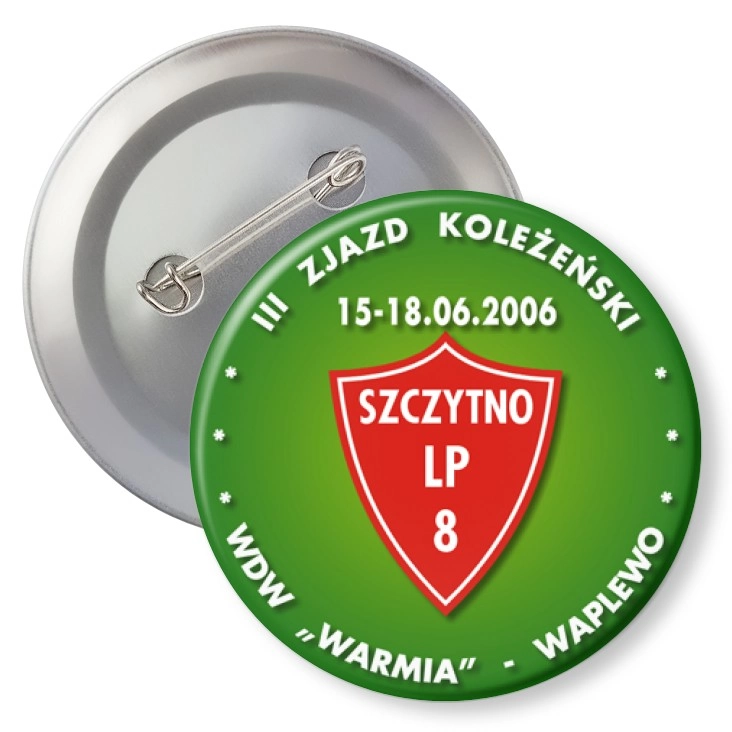 przypinka z agrafką III Zjazd Koleżeński WDW Warmia - Waplewo