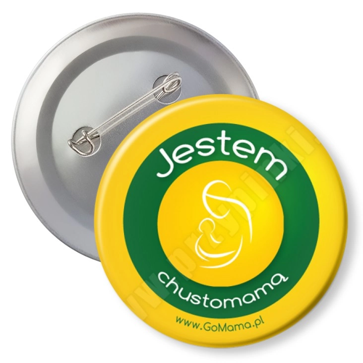 przypinka z agrafką Jestem chustomama