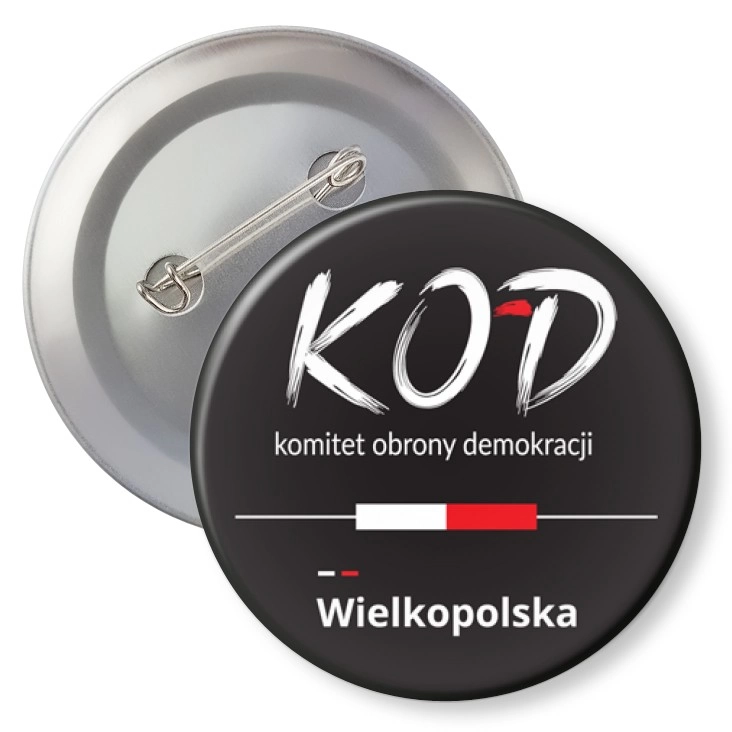 przypinka z agrafką KOD Wielkopolska