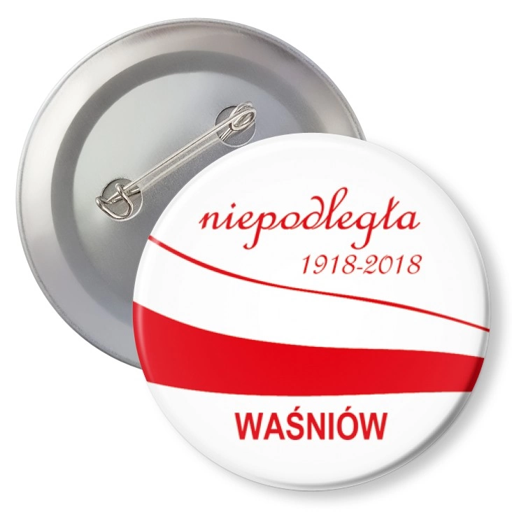 przypinka z agrafką Niepodległa Polska - Waśniów