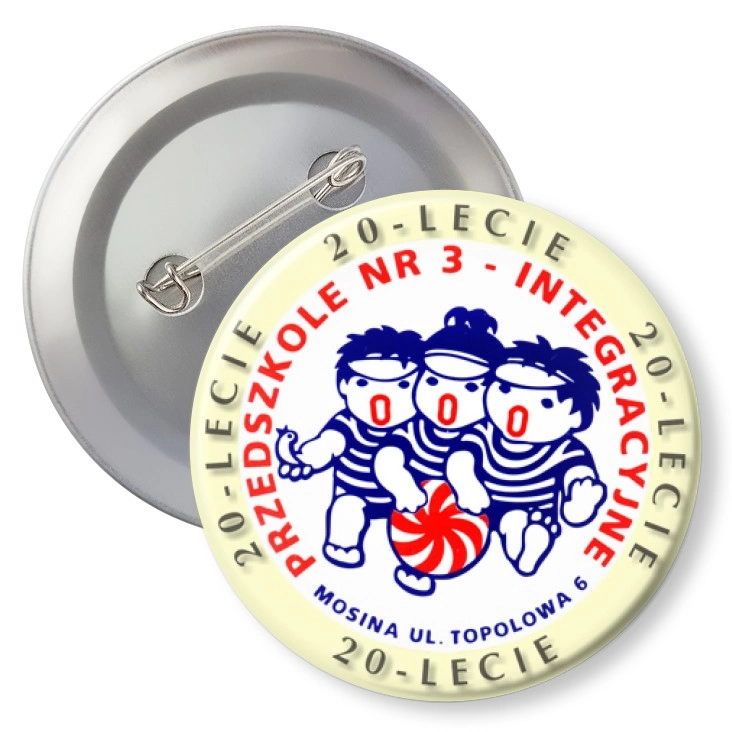 przypinka z agrafką 20-lecie Przedszkola nr 3 - Integracyjnego