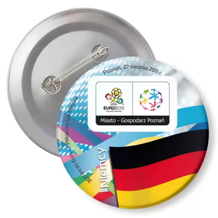 przypinka z agrafką 300 dni do Euro - II Piłkarska Gra Miejska - Niemcy