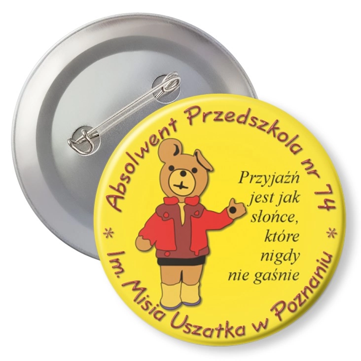 przypinka z agrafką Absolwent przedszkola nr 74