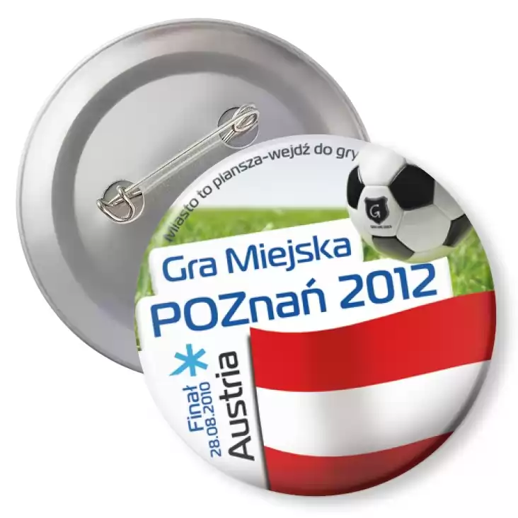 przypinka z agrafką Gra Miejska - Poznań 2012 - Austria