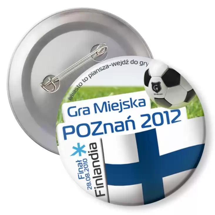 przypinka z agrafką Gra Miejska - Poznań 2012 - Finlandia