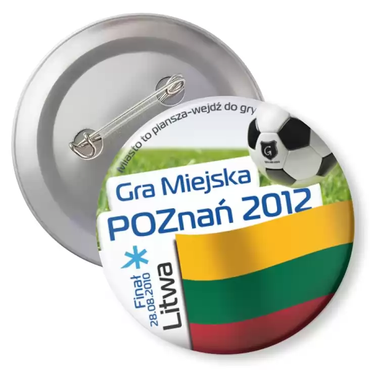 przypinka z agrafką Gra Miejska - Poznań 2012 - Litwa