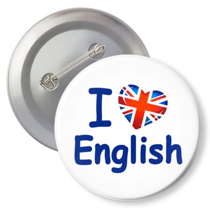 przypinka z agrafką I Love English