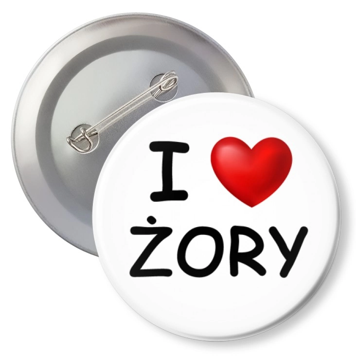 przypinka z agrafką I love Żory