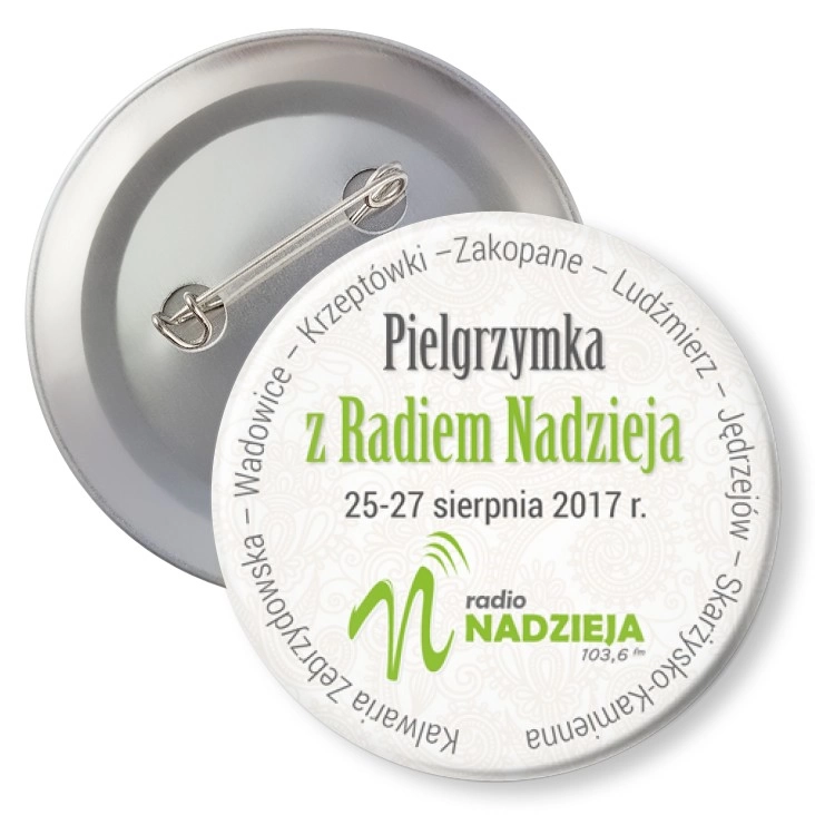 przypinka z agrafką Pielgrzymka z Radiem Nadzieja