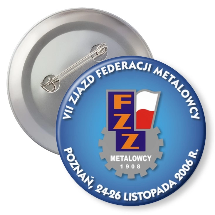przypinka z agrafką VII Zjazd Federacji Metalowych