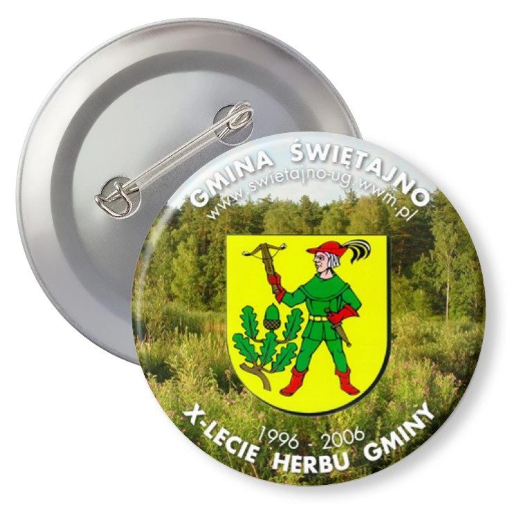 przypinka z agrafką X-lecie Herbu Gminy Świętajno