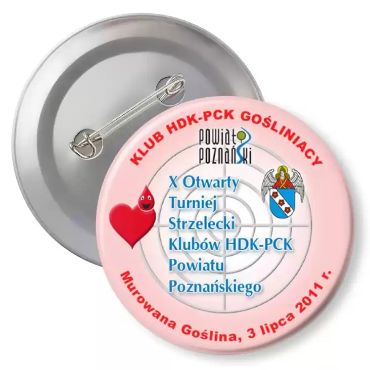 przypinka z agrafką X Turniej Strzelecki HDK-PCK Powiatu Poznańskiego