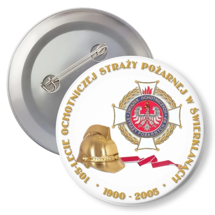 przypinka z agrafką 105-lecie OSP w Świerklanach