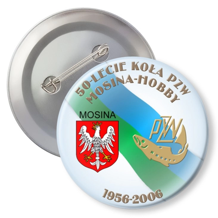 przypinka z agrafką 50-lecie Kooła PZW Mosina - Horby